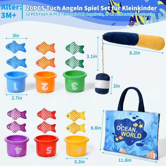 Tokiyis Baby Spielzeug ab 1 Jahr, Montessori Sensorik Angelspielzeug von 1 Kinder,Trainiert Hand Auge Koordination Kleinkind Lernspielzeug Weihnachts & Ostergeschenk ab 1-3 Jahre Für Junge & Mädchen