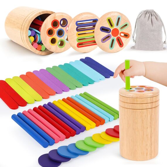 Montessori Spielzeug ab 1 Jahr, Spielzeug ab 1 2 Jahre Mädchen Jungen Baby Spielzeug Geschenk Mädchen Jungen 1 2 Jahre Farbe Sortierspiel Kinderspielzeug Motorikspielzeug Holzspielzeug ab 1 Jahr