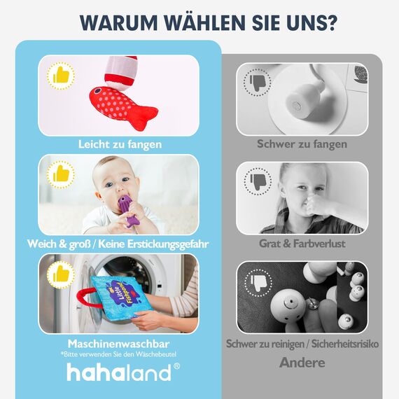 hahaland Baby Spielzeug ab 1 2 Jahr, Angelspiel für Kinder 6 12 Monate, Lernspiele, Motorikspielzeug, Montessori Spielzeug, Fische Angeln Spiel - Kleine Geschenke