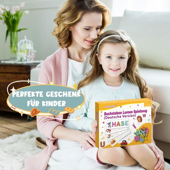 Joozmui Spielzeug ab 3 4 5 6 7 8 Jahre Mädchen, Buchstaben Lernen Lernspiele ab 3-9 Jahre Kinderspielzeug ab 3-11 Jahre Steckpuzzle Holz Montessori Spielzeug ab 3-10 Jahre Junge Einschulung Geschenk
