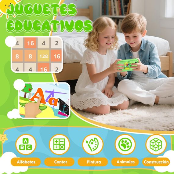 Fippesax Kinder Handy Smartphone Spielzeug, Kinderkamera 2,8" Handy für Mädchen & Jungen, 8G SD Karte, 20 lernspiele, DualKamera, MP3 Player (Grün)