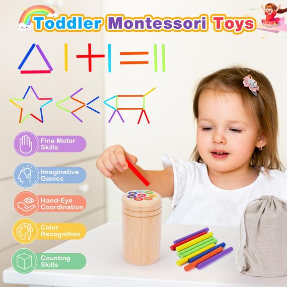 Montessori Spielzeug ab 1 Jahr, Spielzeug ab 1 2 Jahre Mädchen Jungen Baby Spielzeug Geschenk Mädchen Jungen 1 2 Jahre Farbe Sortierspiel Kinderspielzeug Motorikspielzeug Holzspielzeug ab 1 Jahr
