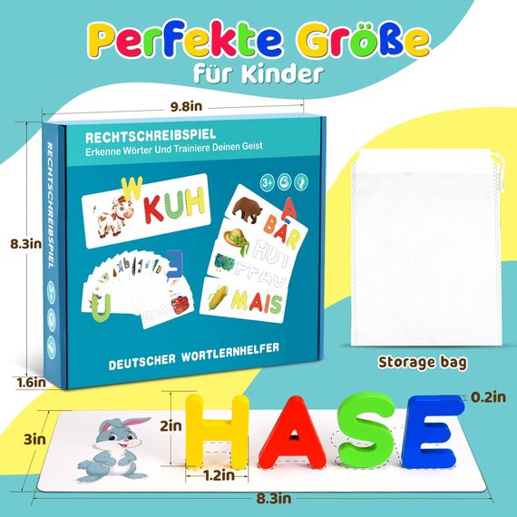 Qukir Buchstaben Lernen Lernspiele, Montessori Spielzeug ab 3 Jahre Vorschule Spiele ab 2 3 4 5 6 7 Jahren Jungen und Mädchen Geschenk Junge 3 4 5 6 Jahre Lernspiele ab 3 4 5 6 Jahre Kinderspielzeug