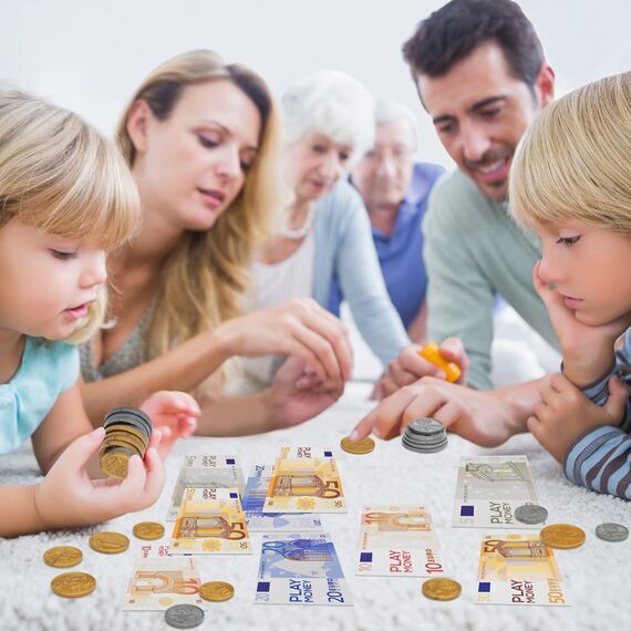 Spielgeld Kinder 72 Stück, Rollenspiel, Kinderspielzeug, für Rollenspiele, zum Rechnen und Lernen, Einkaufsladen Kinder