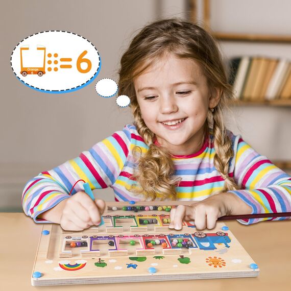 Montessori Spielzeug Magnetspiel Labyrinth ab 2 3 4 5 Jahre, Holzspielzeug Kinderspielzeug Lernspiele Busy Board, Magnet Spielzeug Kinder Motorikspielzeug Sortierspiel Geschenk für Mädchen Jungen