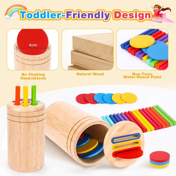 Montessori Spielzeug ab 1 Jahr, Spielzeug ab 1 2 Jahre Mädchen Jungen Baby Spielzeug Geschenk Mädchen Jungen 1 2 Jahre Farbe Sortierspiel Kinderspielzeug Motorikspielzeug Holzspielzeug ab 1 Jahr
