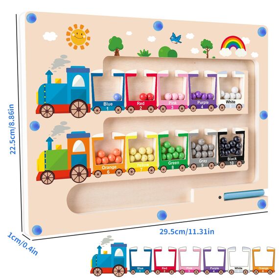 Montessori Spielzeug Magnetspiel Labyrinth ab 2 3 4 5 Jahre, Holzspielzeug Kinderspielzeug Lernspiele Busy Board, Magnet Spielzeug Kinder Motorikspielzeug Sortierspiel Geschenk für Mädchen Jungen