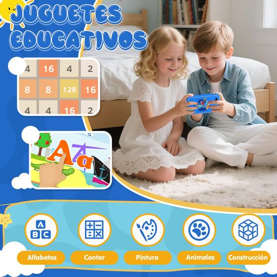 Fippesax Kinder Handy Smartphone Spielzeug, Kinderkamera 2,8" Handy für Mädchen Jungen, 20 lernspiele, Dualkamera, 8GB SD Karte, MP3 Player 3-9 Jahre, Blau