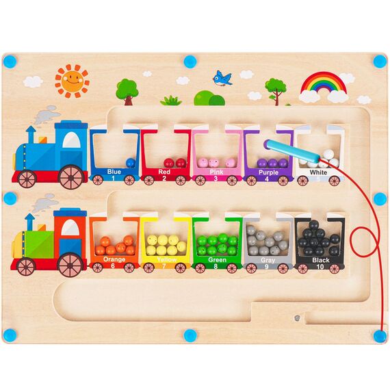 Montessori Spielzeug Magnetspiel Labyrinth ab 2 3 4 5 Jahre, Holzspielzeug Kinderspielzeug Lernspiele Busy Board, Magnet Spielzeug Kinder Motorikspielzeug Sortierspiel Geschenk für Mädchen Jungen