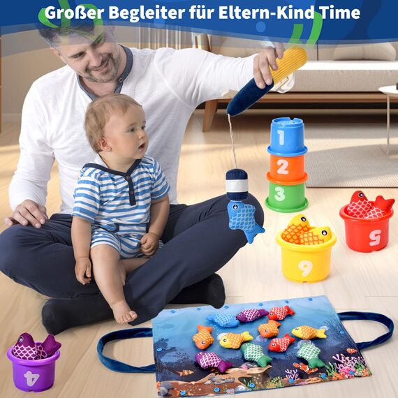 Tokiyis Baby Spielzeug ab 1 Jahr, Montessori Sensorik Angelspielzeug von 1 Kinder,Trainiert Hand Auge Koordination Kleinkind Lernspielzeug Weihnachts & Ostergeschenk ab 1-3 Jahre Für Junge & Mädchen