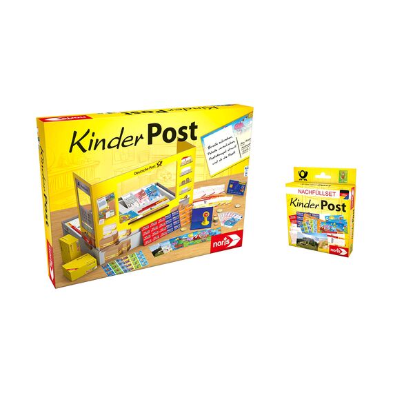 noris Kinderpost - Klassisches Kinder-Rollenspiel, inkl. Postschalter und viel Postzubehör, Postkarten, Briefe, Pakete, für Kinder ab 4 Jahren
