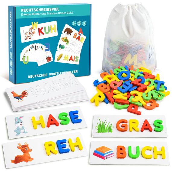 Qukir Buchstaben Lernen Lernspiele, Montessori Spielzeug ab 3 Jahre Vorschule Spiele ab 2 3 4 5 6 7 Jahren Jungen und Mädchen Geschenk Junge 3 4 5 6 Jahre Lernspiele ab 3 4 5 6 Jahre Kinderspielzeug