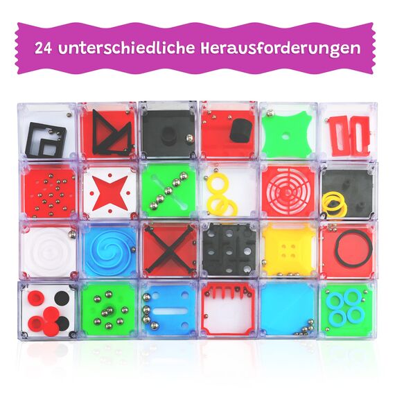 Magicat Premium Geduldspiele Set I 24 Herausfordernde Geduldspiele für Kinder BZW. Knobelspiele für Erwachsene I Ideales Mitgebsel Kindergeburtstag I Spaßige Lernspiele für Feinmotorik