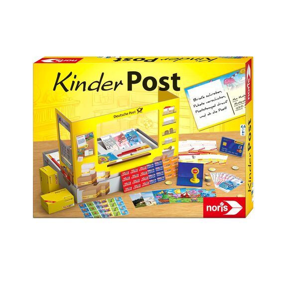 noris Kinderpost - Klassisches Kinder-Rollenspiel, inkl. Postschalter und viel Postzubehör, Postkarten, Briefe, Pakete, für Kinder ab 4 Jahren