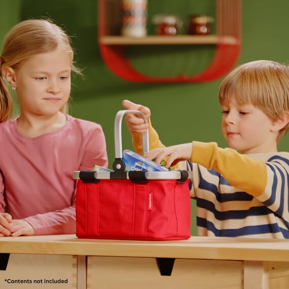 Theo Klein 9661 reisenthel Einkaufskorb carrybag mini, rot I Kaufladen-Zubehör mit Aluminiumrahmen und klappbarem Bügel I Maße: 25 cm x 17,5 cm x 16,5 cm I Spielzeug für Kinder ab 3 Jahren