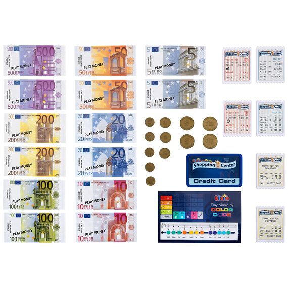 Theo Klein 9324 Tablet-Kassenstation I Spielkasse mit Sound und abnehmbarem Tablet, POS-Terminal mit mechanischer Funktion, Scanner und Spielgeld I Spielzeug für Kinder ab 3 Jahren