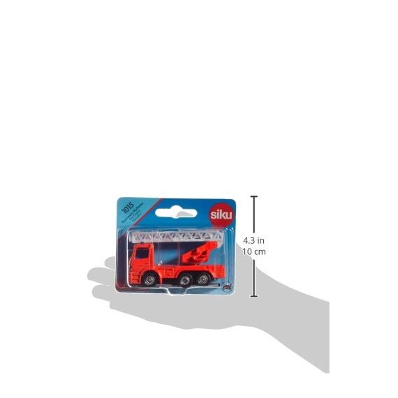 siku 1015, Feuerwehr-Drehleiter, Metall/Kunststoff, Rot, Ausziehbare Leiter