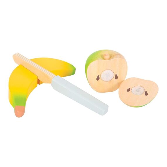 small foot Schneide-Set Mittagessen "fresh" aus Holz, Lebensmittel für Kinderküche, Rollenspielzeug ab 2 Jahren, 12331