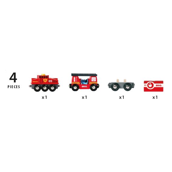 BRIO World 33844 Feuerwehr-Löschzug - Feuerwehrzug mit Feuerwehrschlauch und Wassertank - Kleinkindspielzeug empfohlen ab 3 Jahren