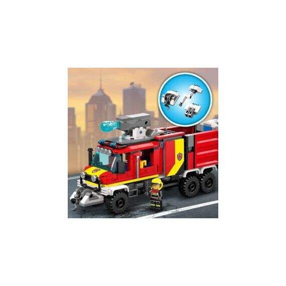 LEGO 60374 City Einsatzleitwagen der Feuerwehr, modernes Feuerwehrauto-Spielzeug mit Löschdrohnen, mit Figuren für Kinder