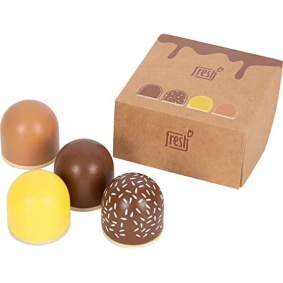 small foot Schokoküsse "fresh" aus Holz, Zubehör für Kaufladen und Kinderküche, Rollenspielzeug ab 3 Jahren, 12349