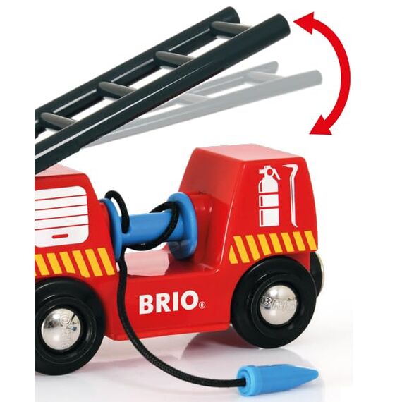 BRIO World 33844 Feuerwehr-Löschzug - Feuerwehrzug mit Feuerwehrschlauch und Wassertank - Kleinkindspielzeug empfohlen ab 3 Jahren