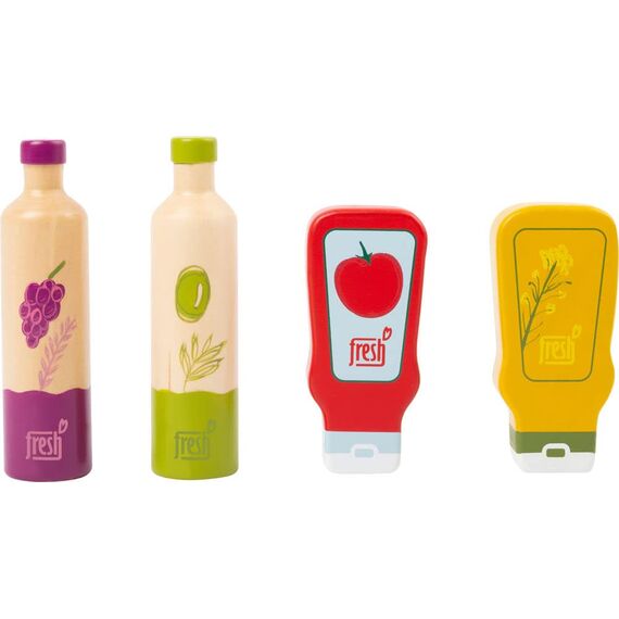 small foot Saucen und Öl-Set "fresh" aus Holz, Zubehör für Kaufmannsläden und Kinderküchen, ab 3 Jahren, 11445