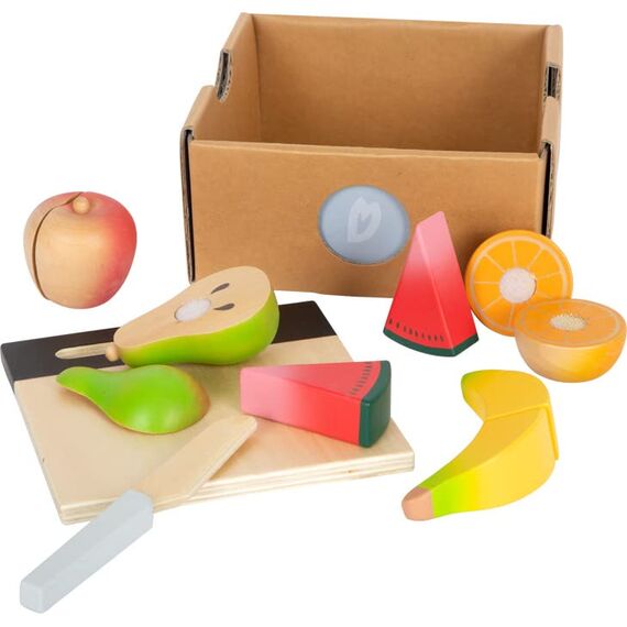 small foot Schneide-Set Obst "fresh" aus Holz, Lebensmittel für Kinderküche, Rollenspielzeug ab 2 Jahren, 12330