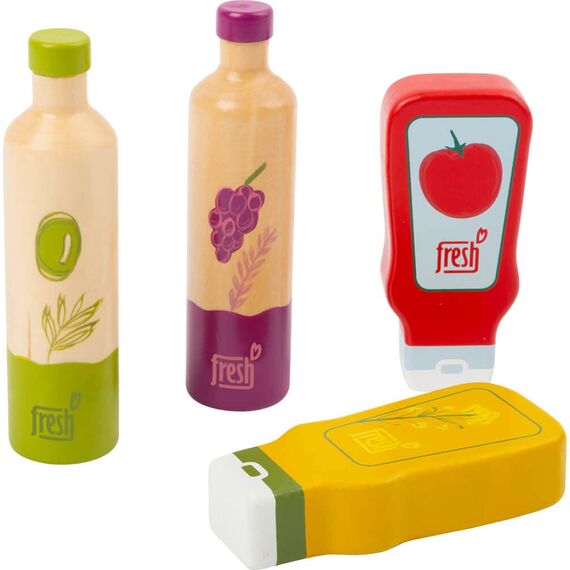 small foot Saucen und Öl-Set "fresh" aus Holz, Zubehör für Kaufmannsläden und Kinderküchen, ab 3 Jahren, 11445
