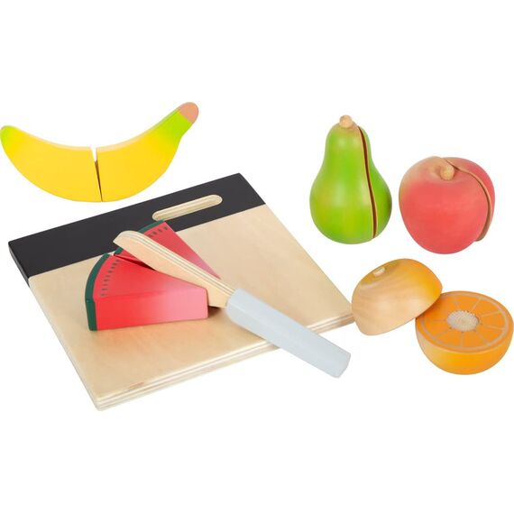 small foot Schneide-Set Obst "fresh" aus Holz, Lebensmittel für Kinderküche, Rollenspielzeug ab 2 Jahren, 12330