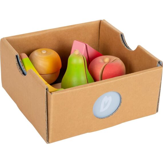 small foot Schneide-Set Obst "fresh" aus Holz, Lebensmittel für Kinderküche, Rollenspielzeug ab 2 Jahren, 12330