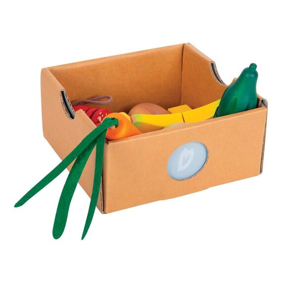 small foot Schneide-Set Mittagessen "fresh" aus Holz, Lebensmittel für Kinderküche, Rollenspielzeug ab 2 Jahren, 12331
