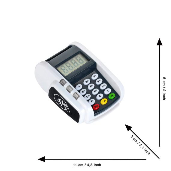 Theo Klein 9360 Bezahl-Terminal mit Licht & Sound I Batteriebetriebene Ergänzung zu Spielzeugkassen I Inkl. Contactless-Payment-Funktion I Maße: 11 cm x 8 cm x 5 cm I Spielzeug für Kinder ab 3 Jahren