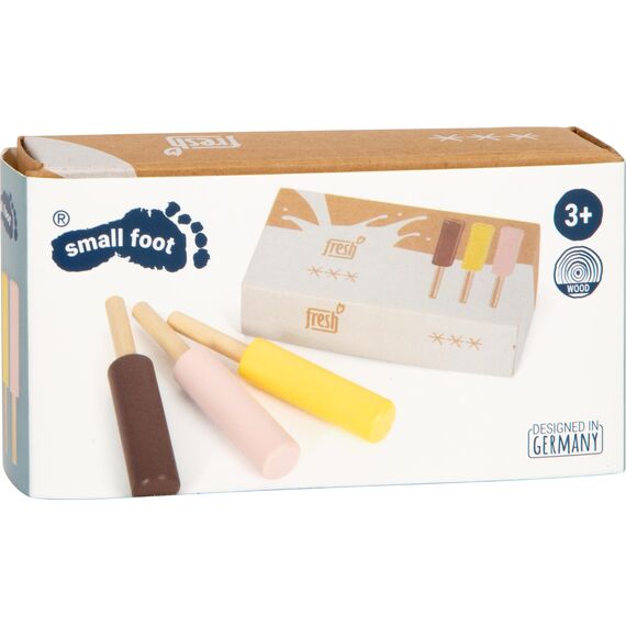 small foot Milcheis am Stiel "fresh" aus Holz, Zubehör für Kaufladen und Kinderküche, Rollenspielzeug ab 3 Jahren, 12351