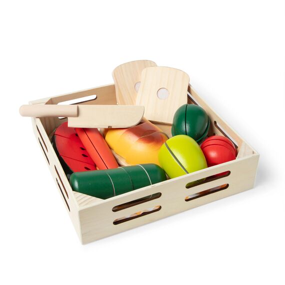 Melissa & Doug - Holz-Lebensmittel zum Schneiden - 26-teiliges Rollenspielset aus Holz zum Schneiden von Obst, Gemüse und Brot, für realistisches Rollenspiel, für Kinder ab 3 Jahren