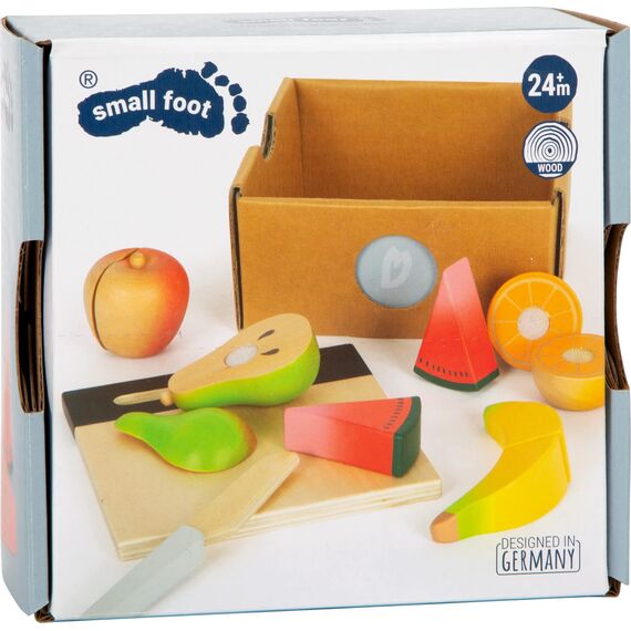 small foot Schneide-Set Obst "fresh" aus Holz, Lebensmittel für Kinderküche, Rollenspielzeug ab 2 Jahren, 12330