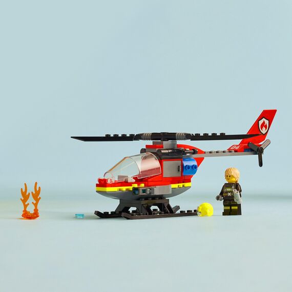 LEGO City Feuerwehrhubschrauber, Set mit Hubschrauber-Spielzeug und Pilot-Figur, Feuerwehr-Helikopter für EIN fantasievolles Spielerlebnis, Geschenk für Kinder, Jungen und Mädchen ab 5 Jahren 60411