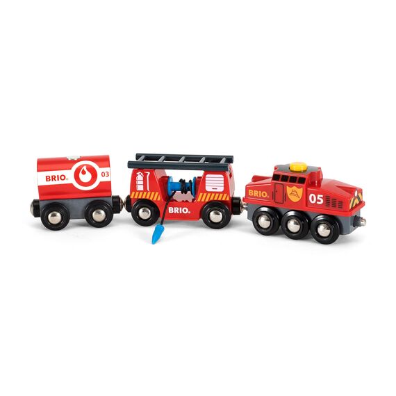 BRIO World 33844 Feuerwehr-Löschzug - Feuerwehrzug mit Feuerwehrschlauch und Wassertank - Kleinkindspielzeug empfohlen ab 3 Jahren