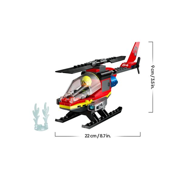 LEGO City Feuerwehrhubschrauber, Set mit Hubschrauber-Spielzeug und Pilot-Figur, Feuerwehr-Helikopter für EIN fantasievolles Spielerlebnis, Geschenk für Kinder, Jungen und Mädchen ab 5 Jahren 60411