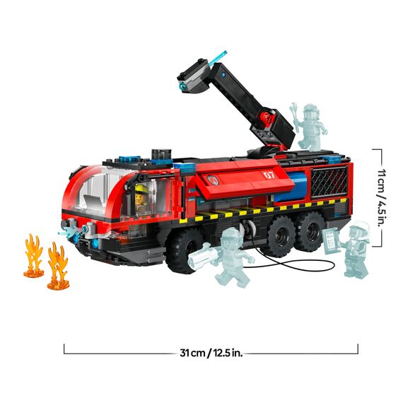 LEGO City Flughafenlöschfahrzeug - Spielzeug Einsatzfahrzeug - Modellbau mit 4 Feuerwehr Minifiguren - Geburtstagsgeschenk für Jungen ab 7 Jahren und Technikfans - 60499