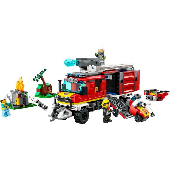 LEGO 60374 City Einsatzleitwagen der Feuerwehr, modernes Feuerwehrauto-Spielzeug mit Löschdrohnen, mit Figuren für Kinder
