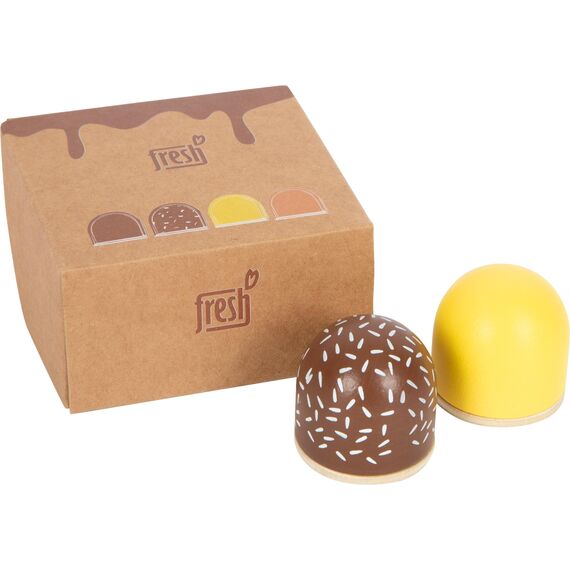 small foot Schokoküsse "fresh" aus Holz, Zubehör für Kaufladen und Kinderküche, Rollenspielzeug ab 3 Jahren, 12349