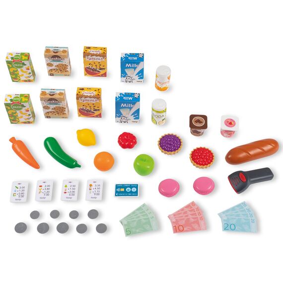 Smoby – Supermarkt Maxi mit Einkaufswagen – moderner Kaufladen für Kinder – Regale, Gemüse, Obst – Kühlbereich – Zahlreiches Zubehör, für Kinder ab 3 Jahren