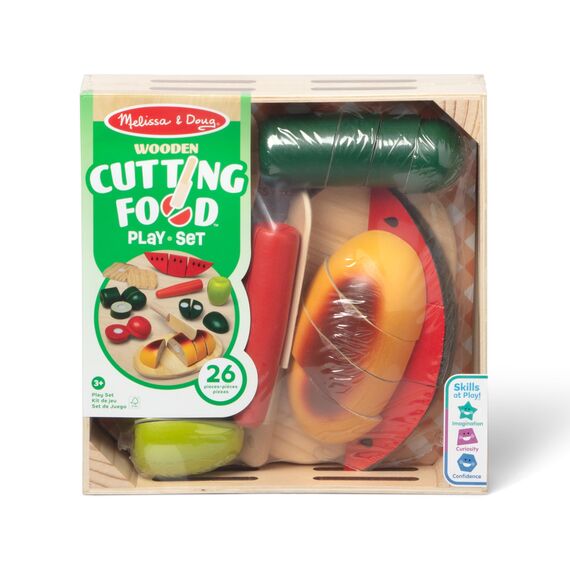 Melissa & Doug - Holz-Lebensmittel zum Schneiden - 26-teiliges Rollenspielset aus Holz zum Schneiden von Obst, Gemüse und Brot, für realistisches Rollenspiel, für Kinder ab 3 Jahren