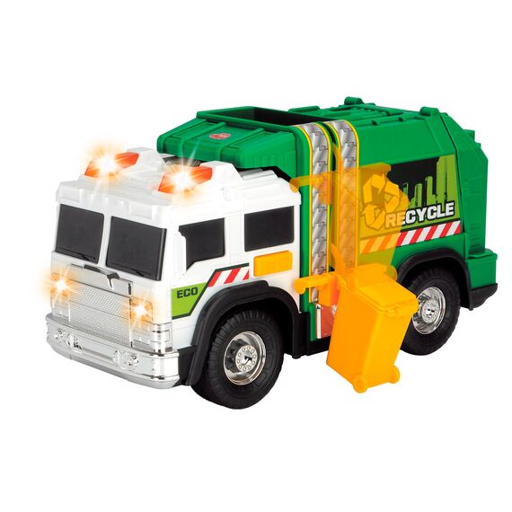 Dickie Toys – Recycle Truck – 30cm großes Müllauto mit beweglicher Tonne, Licht und Sound, für Kinder ab 5 Jahren, Müllabfuhr Spielzeugauto