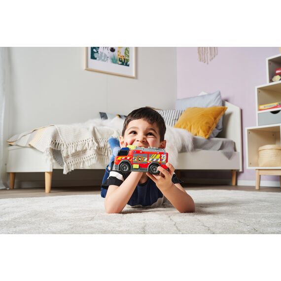 Dickie Toys Feuerwehrauto mit Wasserpistole, Sirene & Blaulicht (15 cm) - Feuerwehr Spielzeug mit Freilauf & echter Wasserspritze für Kinder ab 3 Jahre, inkl.Batterien - 203302028