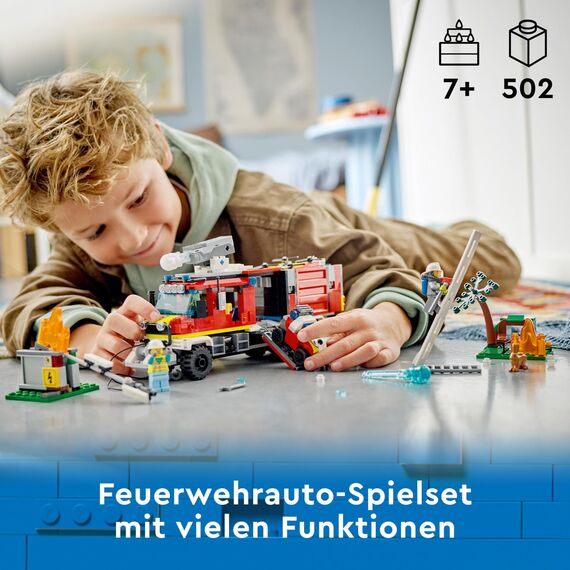 LEGO 60374 City Einsatzleitwagen der Feuerwehr, modernes Feuerwehrauto-Spielzeug mit Löschdrohnen, mit Figuren für Kinder