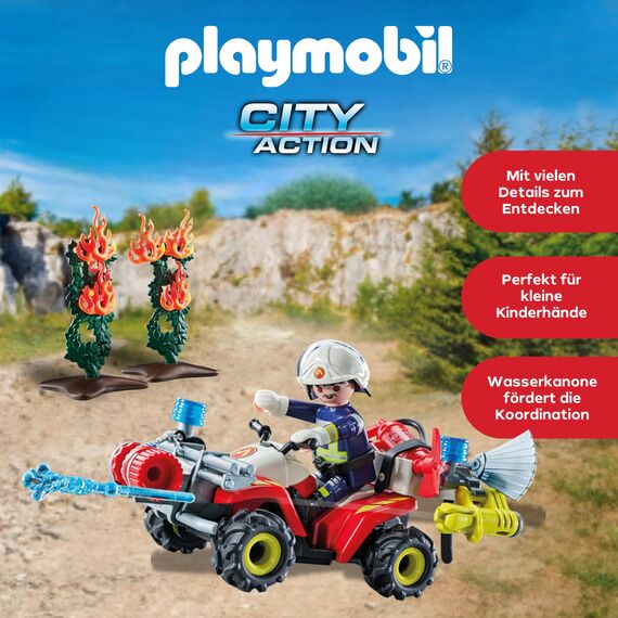 PLAYMOBIL | Action Heroes | Feuerwehr Quad löscht Heckenbrand | Feuerwehrauto | Spielzeug für Kinder ab 4 Jahren | 71825