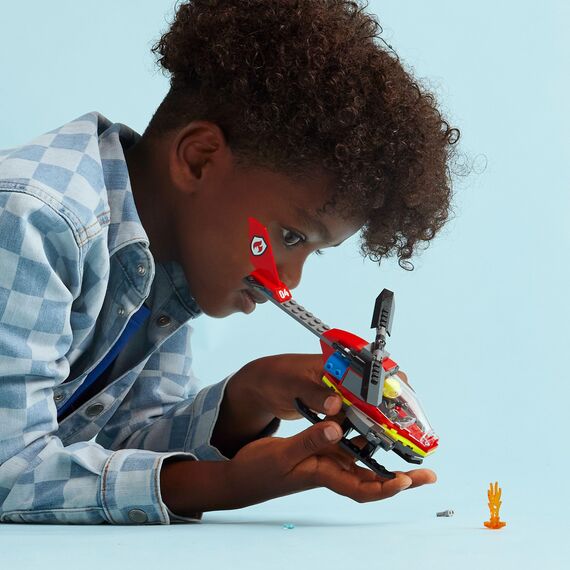 LEGO City Feuerwehrhubschrauber, Set mit Hubschrauber-Spielzeug und Pilot-Figur, Feuerwehr-Helikopter für EIN fantasievolles Spielerlebnis, Geschenk für Kinder, Jungen und Mädchen ab 5 Jahren 60411