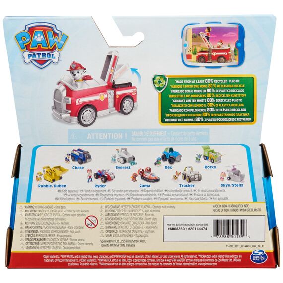 PAW PATROL, Feuerwehr-Auto mit Marshall-Figur (Sustainable Basic Vehicle/Basis Fahrzeug), Spielzeug für Kinder ab 3 Jahren